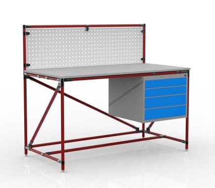 Workshop table with perforated panel width 1500 mm, 24040834