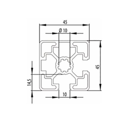 Aluminum profile 45 x 45, MI45x45L B10 1 m + cut to size - 2